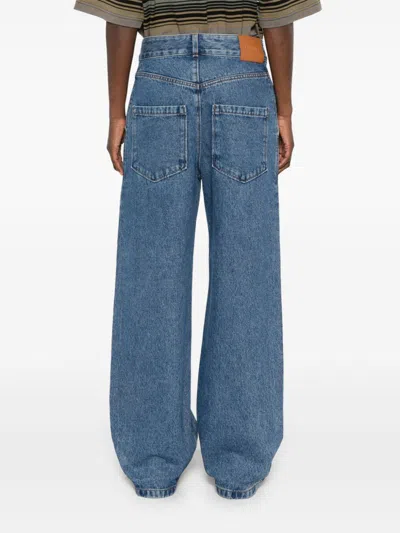 Loewe Cropped Jeans With Anagram Knee Detail In Multicolor