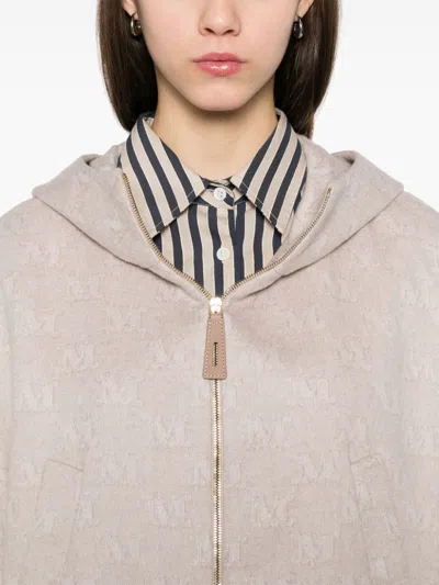 Max Mara Wool Hooded Cape In Multicolor