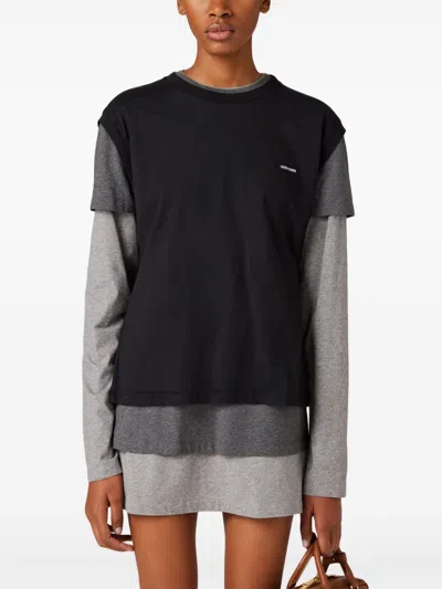 Miu Miu Set Of 3 Jersey T-shirts In Multicolor