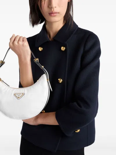 Prada Double-breasted Black Jacket With Gold Buttons And Tailored Fit In Multicolor