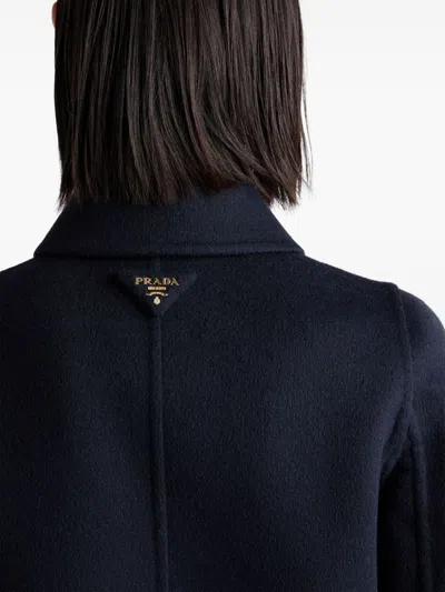 Prada Double-breasted Black Jacket With Gold Buttons And Tailored Fit In Multicolor