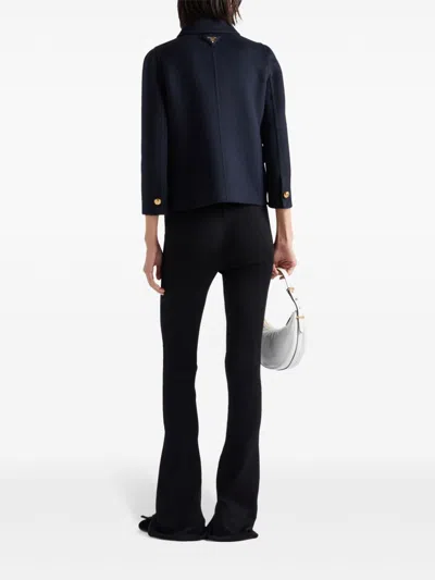 Prada Double-breasted Black Jacket With Gold Buttons And Tailored Fit In Multicolor