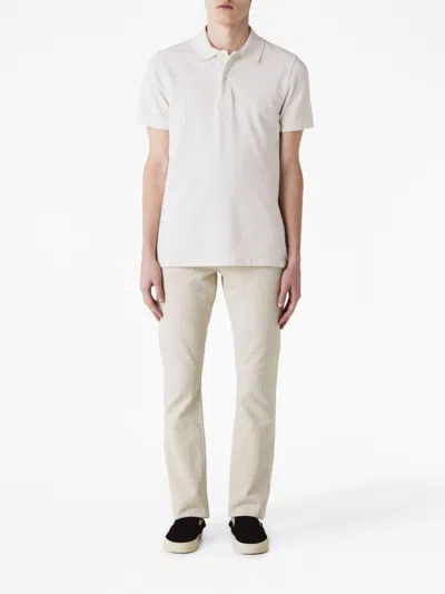 Tom Ford White Polo Shirt With Classic Collar In Cotton Blend Man In Multicolor