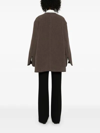 Totême Women's Oak Melange Wool Felt Jacket With Zip Loose Fit In Multicolor