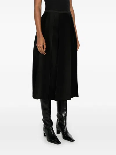 Totême Pleated Wool And Silk-blend Midi Skirt In Multicolor