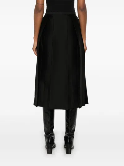 Totême Pleated Wool And Silk-blend Midi Skirt In Multicolor