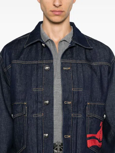 Vivienne Westwood Structured Denim Jacket With Contrast Stitching In Multicolor