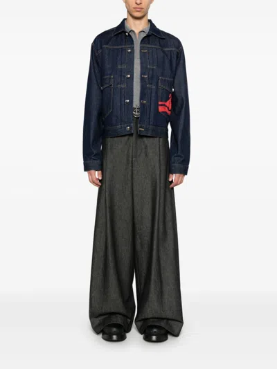 Vivienne Westwood Structured Denim Jacket With Contrast Stitching In Multicolor