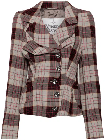 Vivienne Westwood Drunken Tailored Checked Wool Blazer In Multicolor