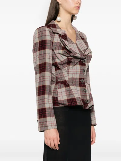 Vivienne Westwood Drunken Tailored Checked Wool Blazer In Multicolor