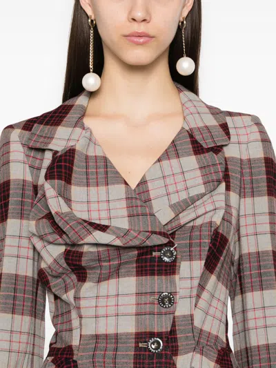 Vivienne Westwood Drunken Tailored Checked Wool Blazer In Multicolor