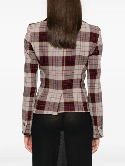 Vivienne Westwood Drunken Tailored Checked Wool Blazer In Multicolor