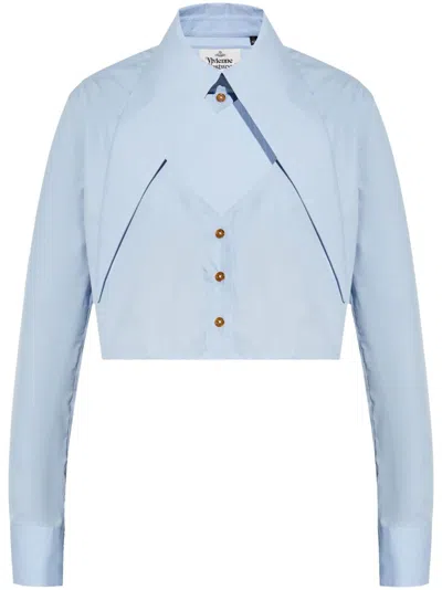 Vivienne Westwood Light Blue With Oversize Collar And Front Cut-out In Cotton Woman In Multicolor