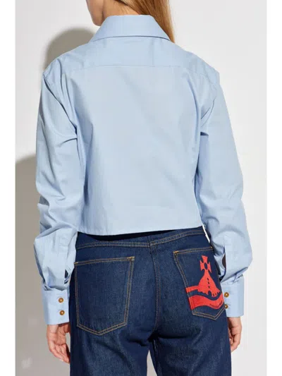 Vivienne Westwood Light Blue With Oversize Collar And Front Cut-out In Cotton Woman In Multicolor