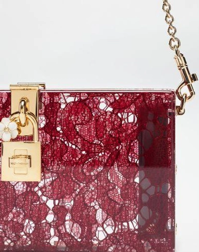 Shop Dolce & Gabbana Dolce Box Clutch In Plexiglass And Lace In Red