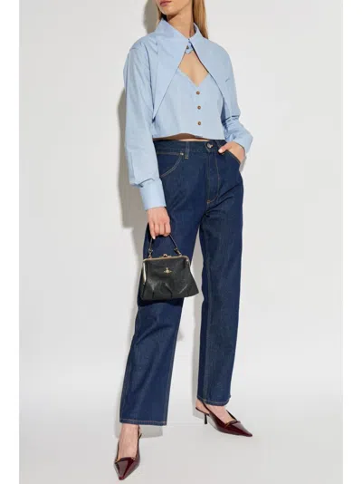 Vivienne Westwood Light Blue With Oversize Collar And Front Cut-out In Cotton Woman In Multicolor