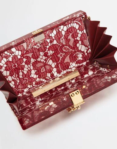 Shop Dolce & Gabbana Dolce Box Clutch In Plexiglass And Lace In Red