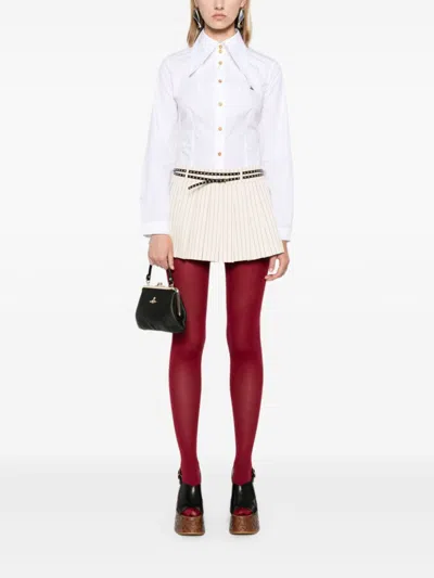 Vivienne Westwood Orb Logo Embroidered Drunken Shirt In White