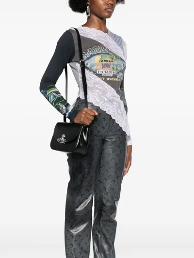 Vivienne Westwood Womens Black Linda Logo-plaque Leather Cross-body Bag In Multicolor