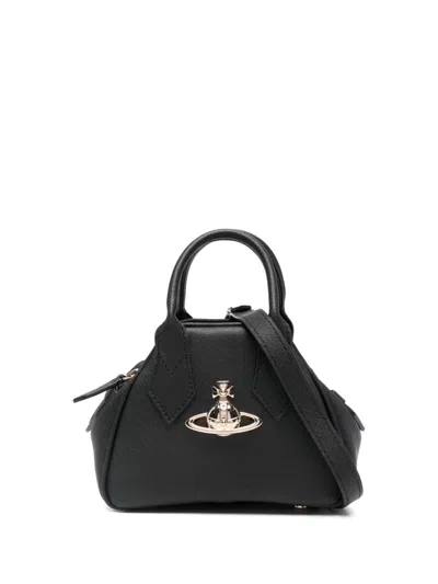 Vivienne Westwood Structured Mini Handbag With Signature Emblem In Black