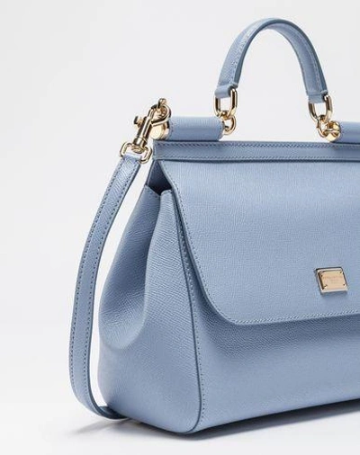 Shop Dolce & Gabbana Dauphine Leather Medium Sicily Handbag In Sky Blue