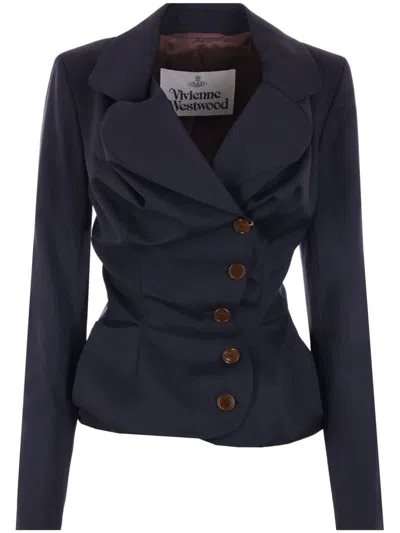 Vivienne Westwood Drunken Tailored Virgin Wool Jacket In Blue