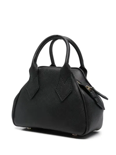 Vivienne Westwood Structured Mini Handbag With Signature Emblem In Black