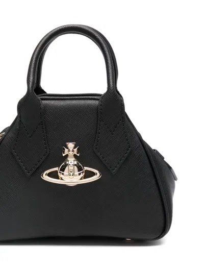 Vivienne Westwood Structured Mini Handbag With Signature Emblem In Black