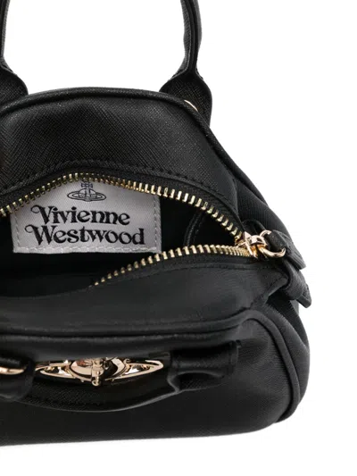 Vivienne Westwood Structured Mini Handbag With Signature Emblem In Black