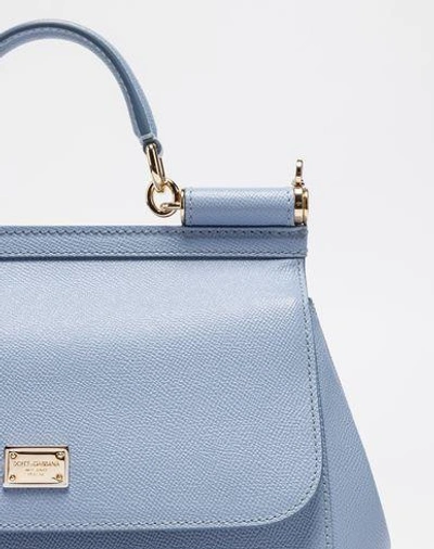 Shop Dolce & Gabbana Dauphine Leather Medium Sicily Handbag In Sky Blue