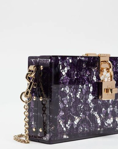 Shop Dolce & Gabbana Dolce Box Clutch In Plexiglass And Lace In Purple