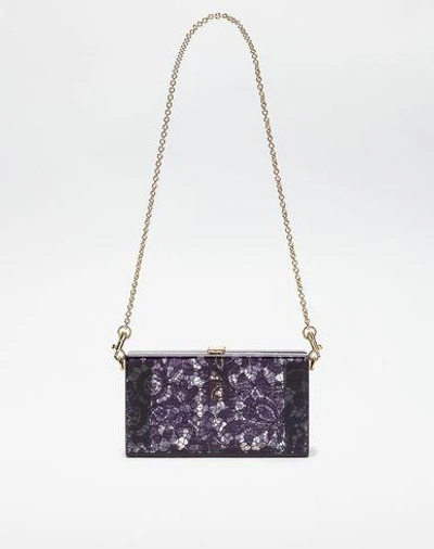 Shop Dolce & Gabbana Dolce Box Clutch In Plexiglass And Lace In Purple