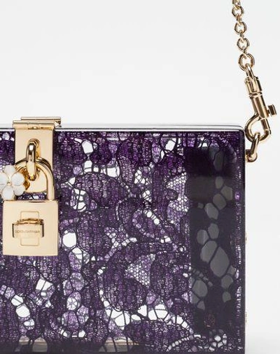 Shop Dolce & Gabbana Dolce Box Clutch In Plexiglass And Lace In Purple