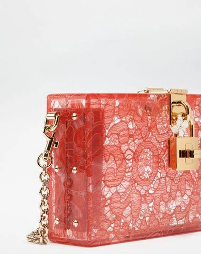 Shop Dolce & Gabbana Dolce Box Clutch In Plexiglass And Lace In Garnet