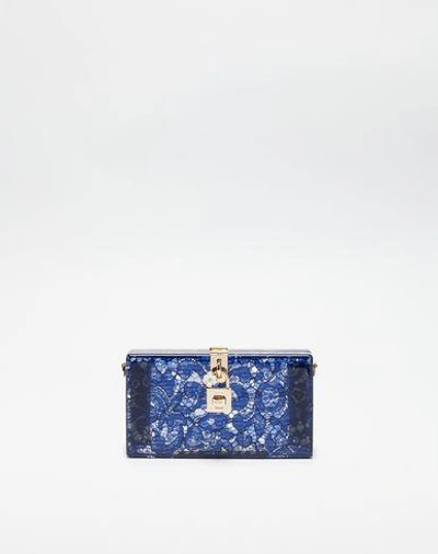 Shop Dolce & Gabbana Dolce Box Clutch In Plexiglass And Lace In Blue