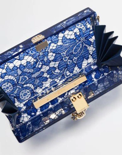 Shop Dolce & Gabbana Dolce Box Clutch In Plexiglass And Lace In Blue