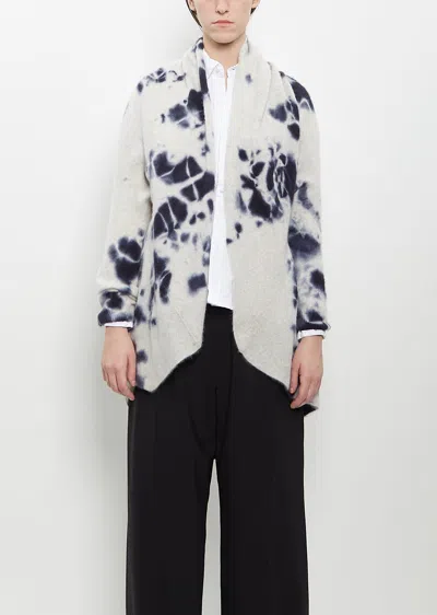 Suzusan Cashmere Seamless Upside Down Cape In Black / Light Grey