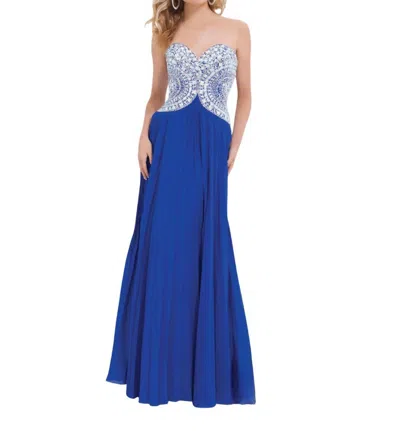 Tony Bowls Velvet Chiffon Prom Dress In Royal In Blue