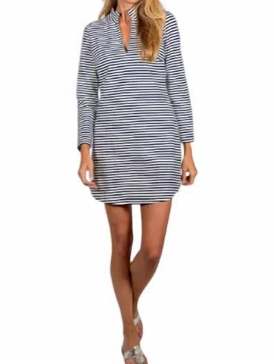 Sail To Sable Long Sleeve Classic Tunic Dress In Navy/white In Multi