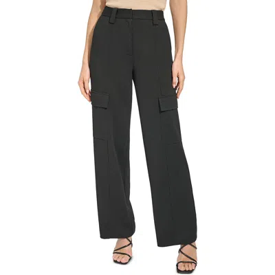 Dkny Straight Leg Crepe Cargo Pants In Black