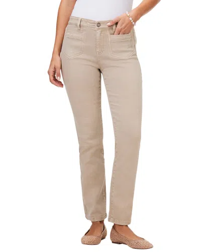 Nic + Zoe Mid Rise Straight Pocket Jeans In Beige In Brown