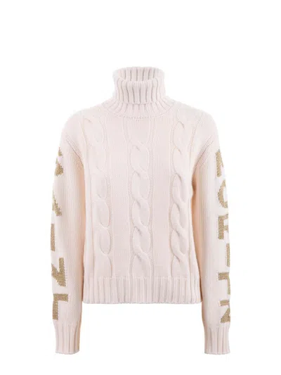 Mc2 Saint Barth Adler St. Moritz Roll-neck Sweater In Avorio/oro