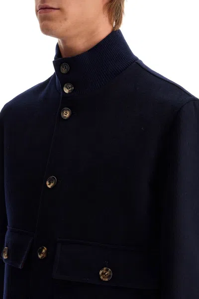 Brunello Cucinelli Wool Bomber Jacket In Blue