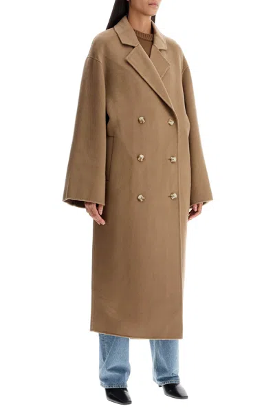 Loulou Studio Brown Borneo Double-breasted Wool Coat In Beige