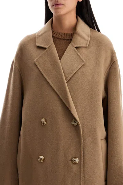 Loulou Studio Brown Borneo Double-breasted Wool Coat In Beige