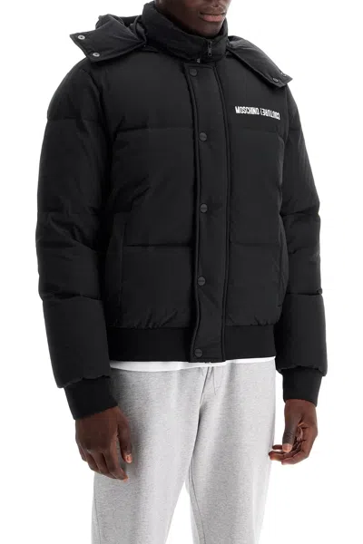 Moschino Luxury High-neck Puffer Jacket With Removable Hood In Black