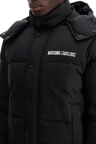 Moschino Luxury High-neck Puffer Jacket With Removable Hood In Black