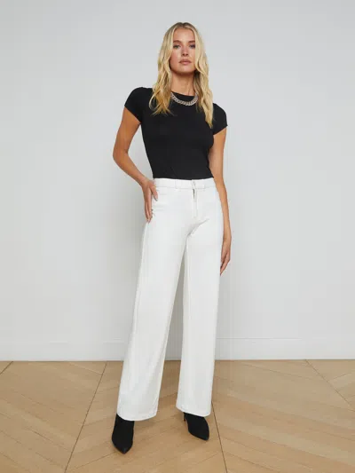 L Agence Clayton Wide-leg Pant In Ivory