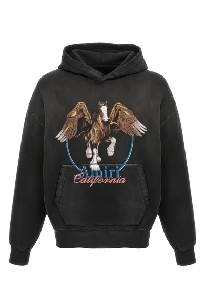 Amiri Graphic Print Hooded Sweater Kangaroo Pocket In Black