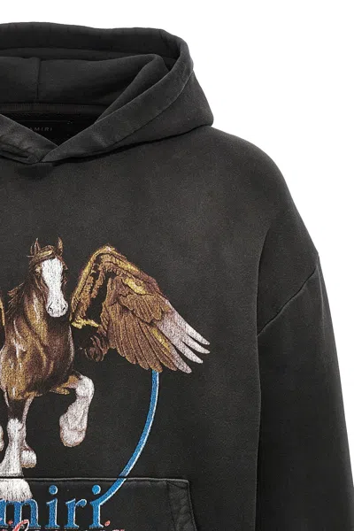 Amiri Graphic Print Hooded Sweater Kangaroo Pocket In Black